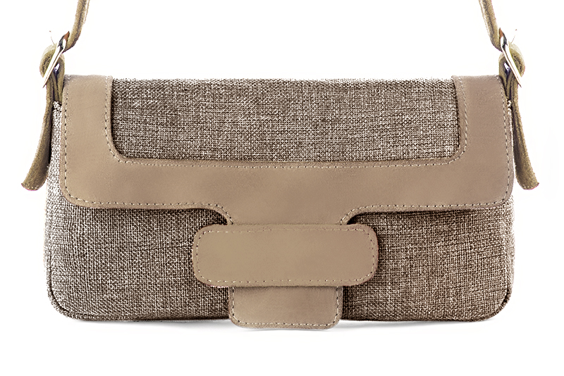 Tan beige women's small dress handbag, matching pumps and belts - Florence KOOIJMAN